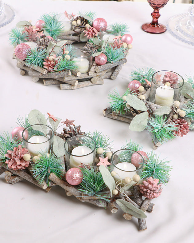 Sugar Sparkle Wreath Christmas Candle Holder