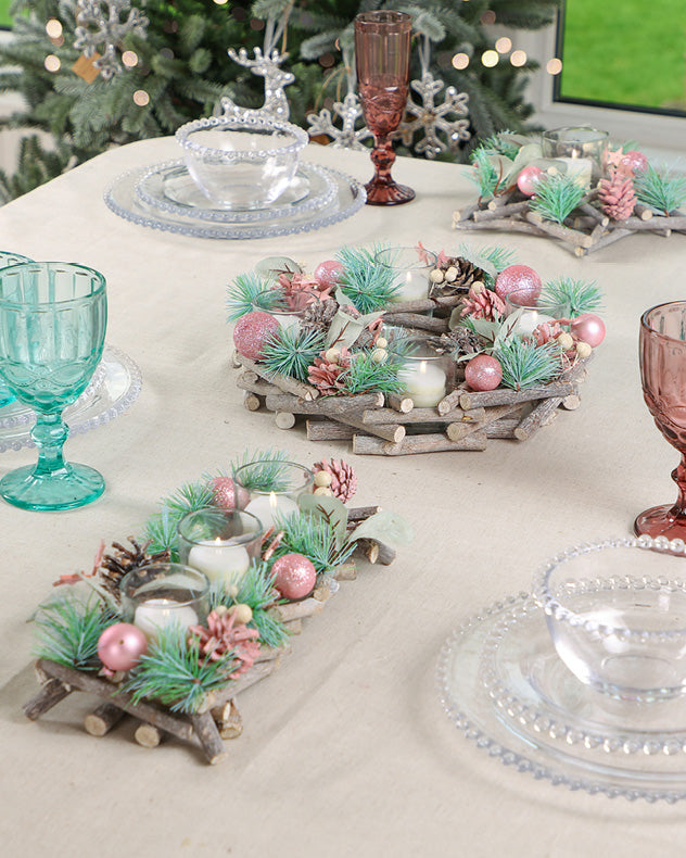 Sugar Sparkle Wreath Christmas Candle Holder