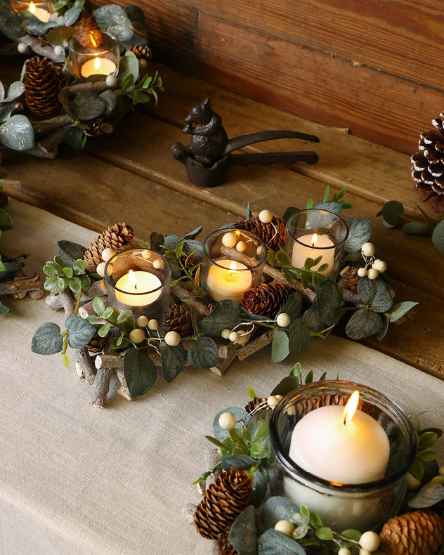 Nature Trail Christmas Tealight Holder Trio