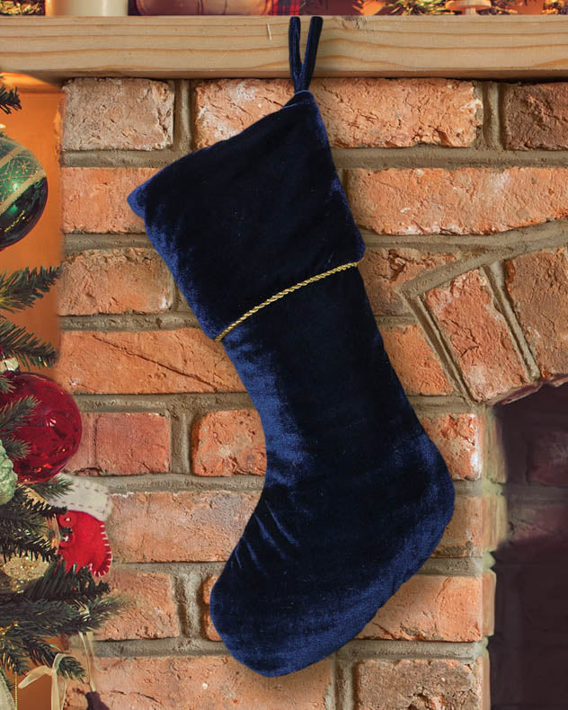 Knightsbridge Moonlight Blue Velvet Christmas Stocking