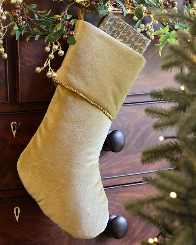 gold velvet traditional christmas stocking