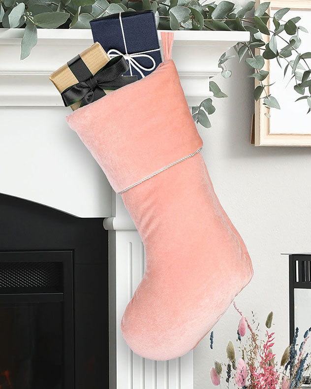 Knightsbridge Pink Blush Velvet Christmas Stocking