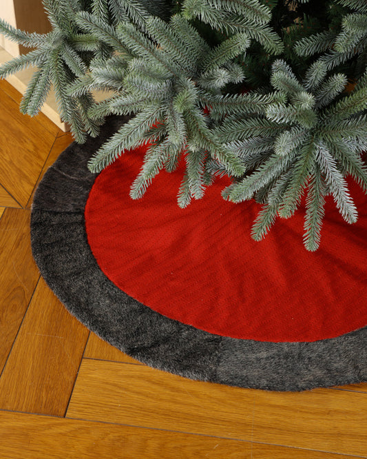 Red Nordic Christmas Tree Skirt