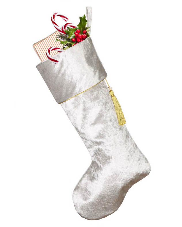 Kensington Silver Velvet Christmas Stocking