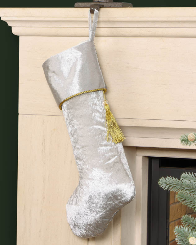 Kensington Silver Velvet Christmas Stocking
