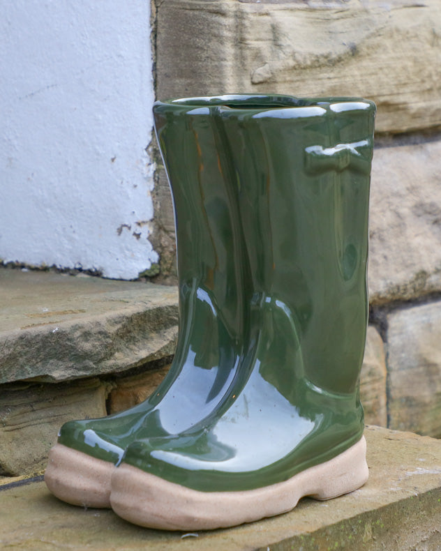 green ceramic planter