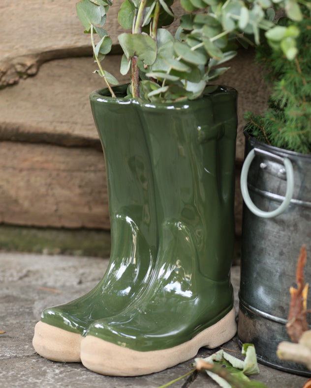 green ceramic planter