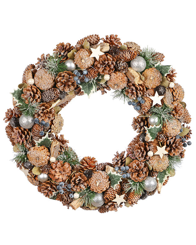 19" Frosted Pine Cone Wreath Decoration
