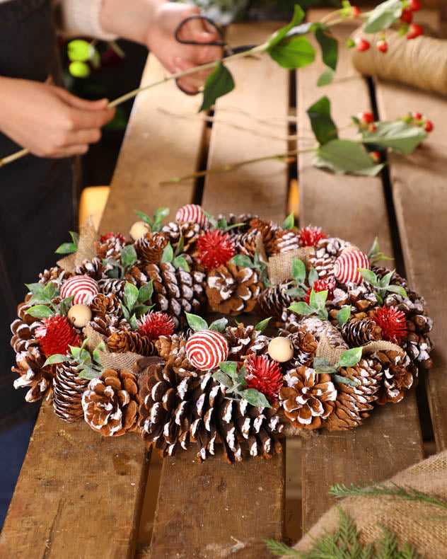 handmade candy cane christmas wreath