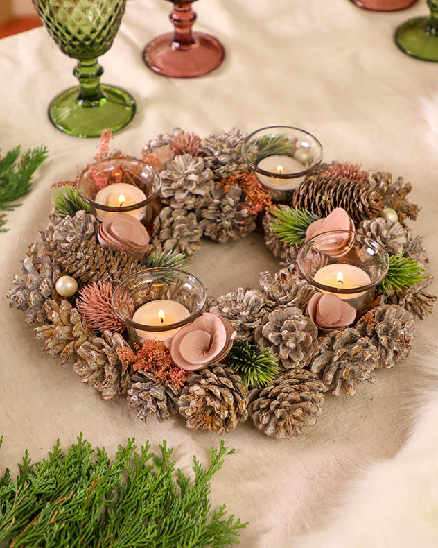 Winter Meadow Tea Light Holder Centrepiece