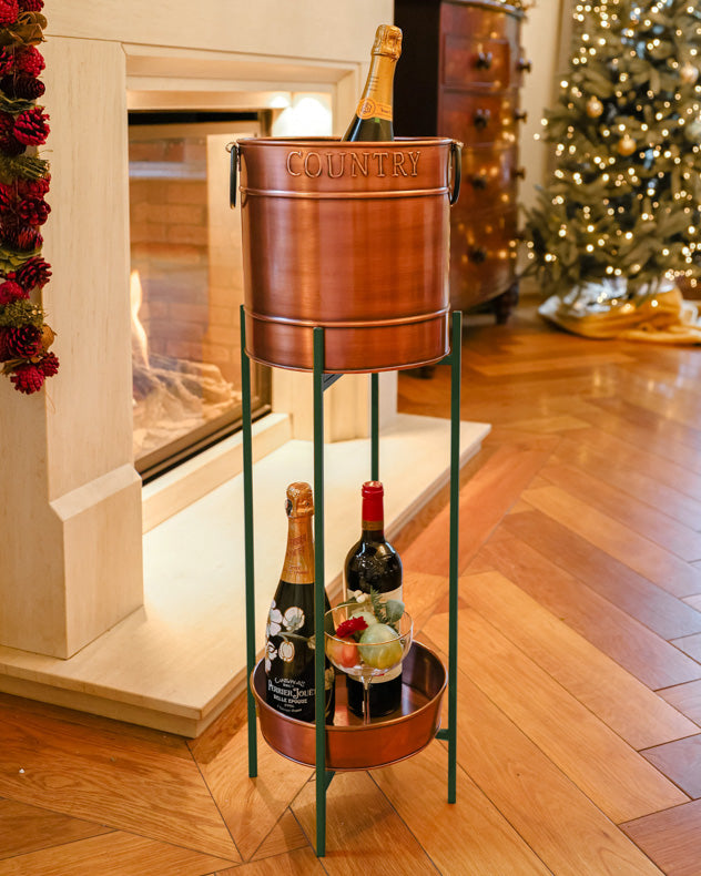Copper and Emerald Green Standing Champagne and Ice Bucket