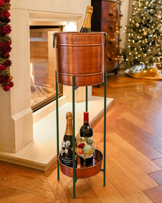 Copper and Emerald Green Standing Champagne and Ice Bucket