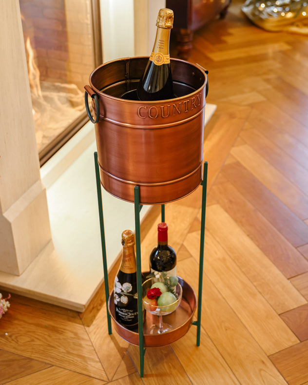 Copper and Emerald Green Standing Champagne and Ice Bucket