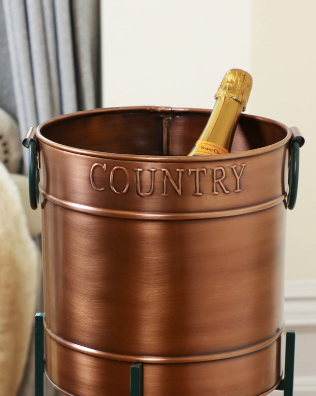 Copper and Emerald Green Standing Champagne and Ice Bucket