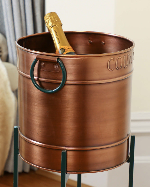 Copper and Emerald Green Standing Champagne and Ice Bucket