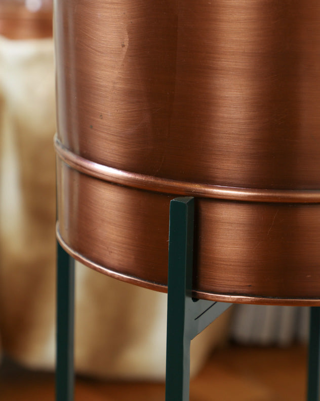 Copper and Emerald Green Standing Champagne and Ice Bucket