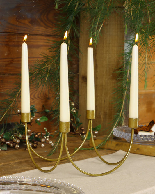 Gold Wave Taper Candle Holder