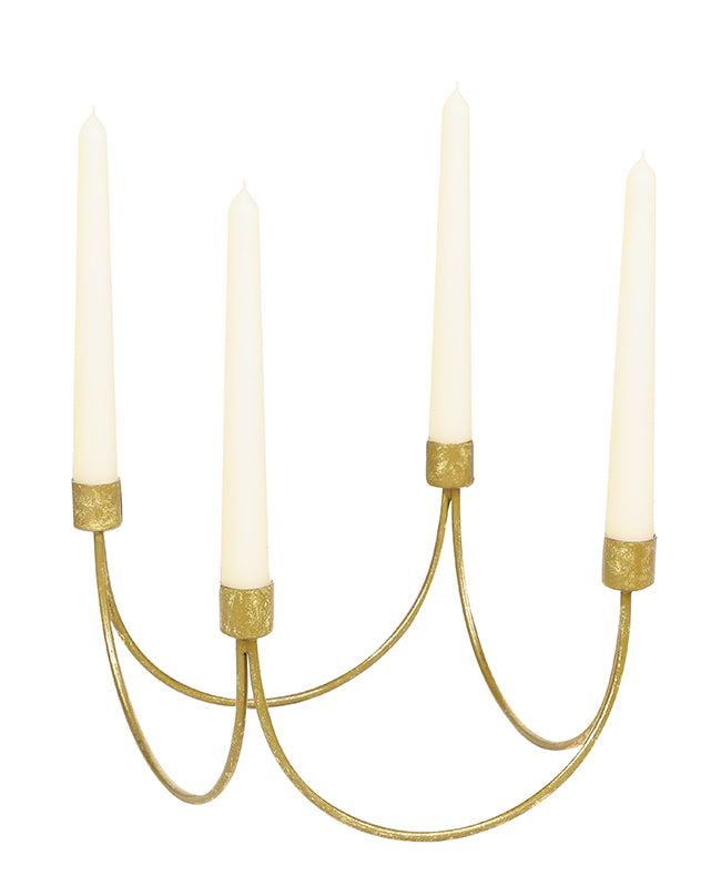 Gold Wave Taper Candle Holder