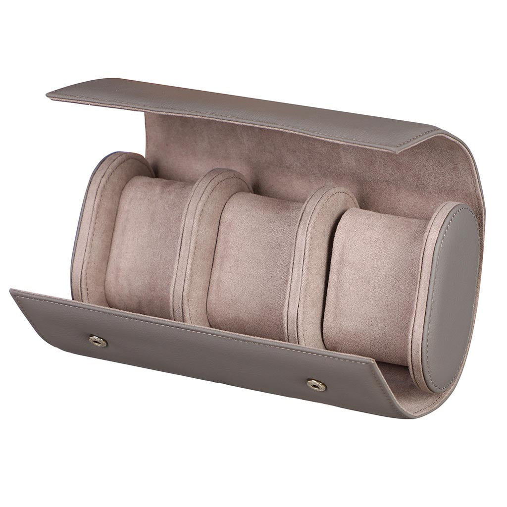Pebble Grey Leather Three Section Watch Case