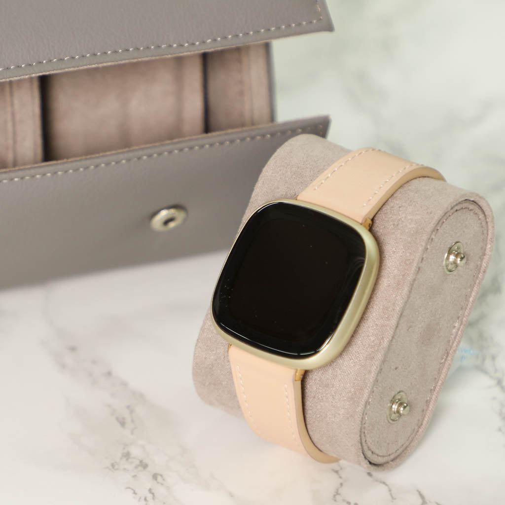 Pebble Grey Leather Three Section Watch Case