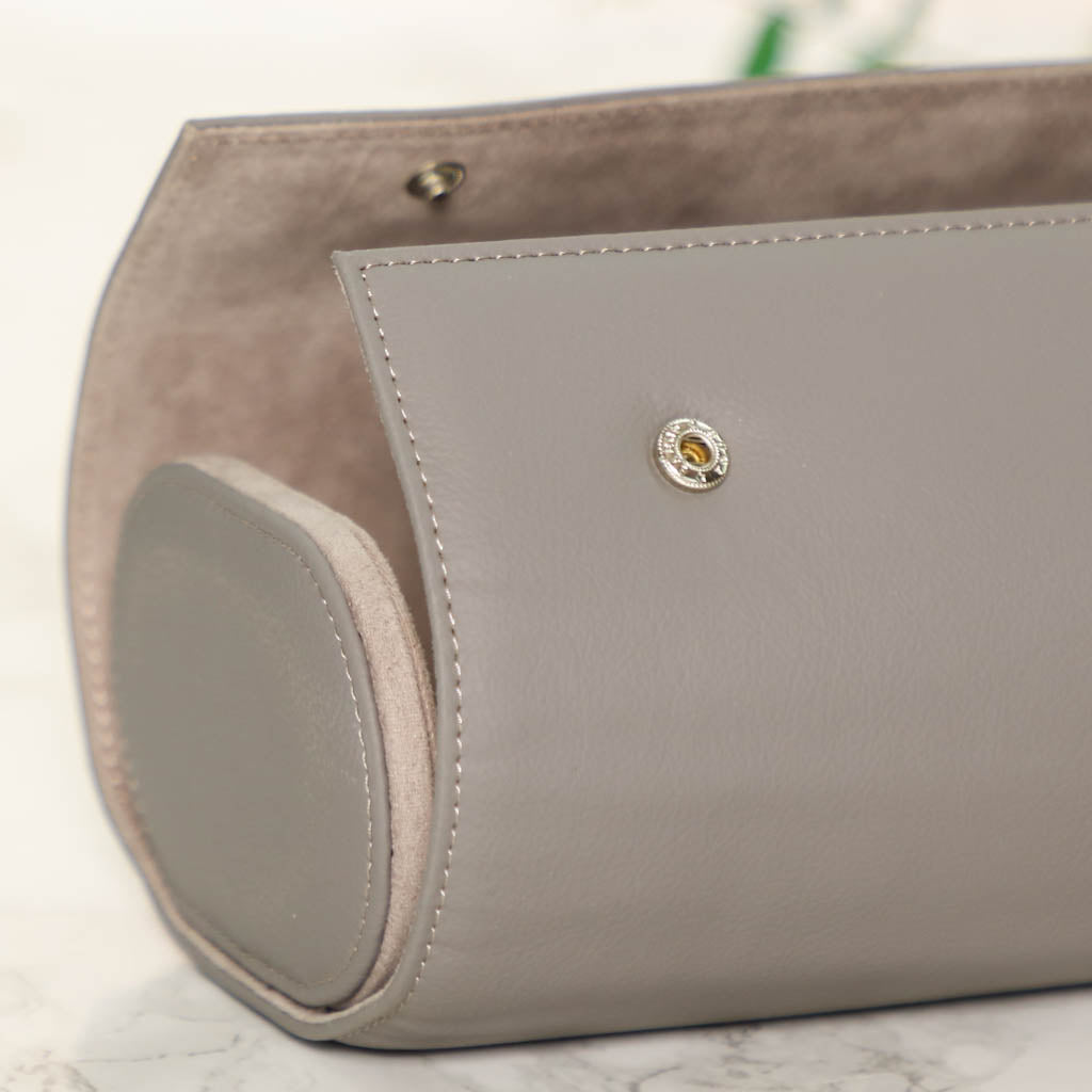 Pebble Grey Leather Three Section Watch Case