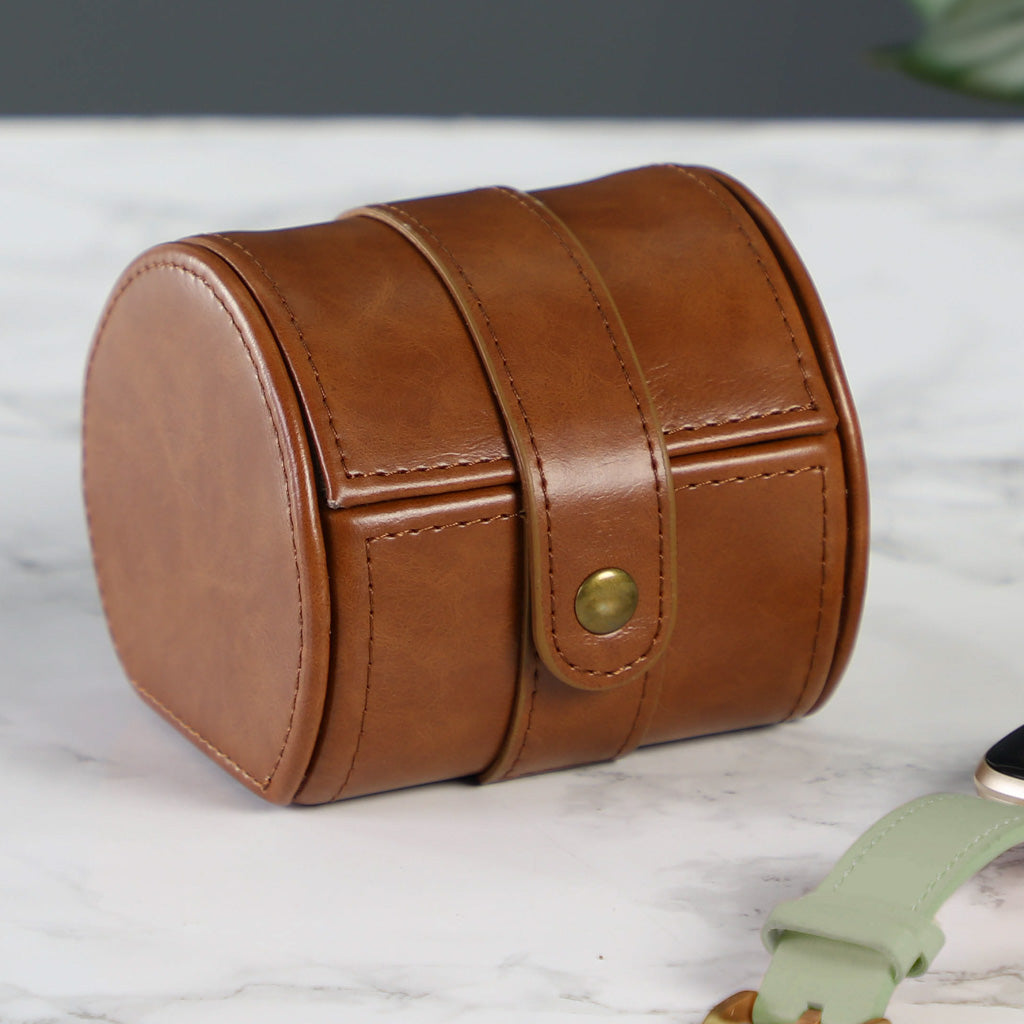 Tan Brown Leather Travel Watch Holder