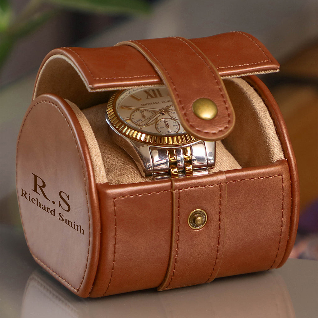Tan Brown Leather Travel Watch Holder