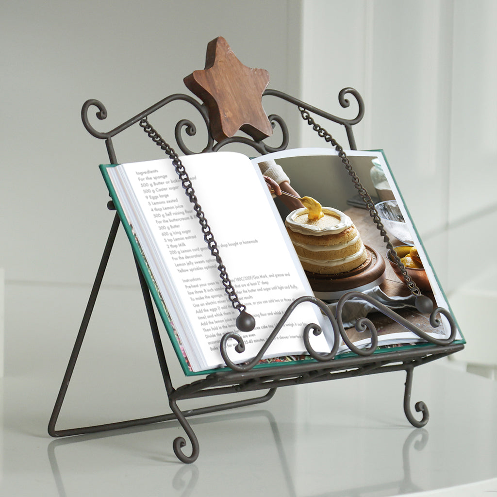 Antique Brown Star Baker Recipe Book Stand