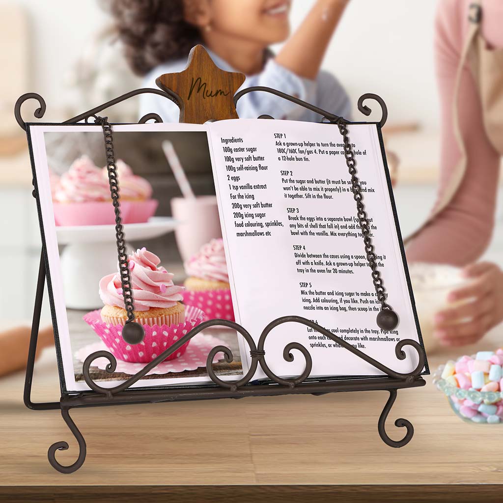 Antique Brown Star Baker Recipe Book Stand
