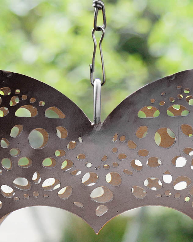 Silver Heart Hanging Garden Candle Holder