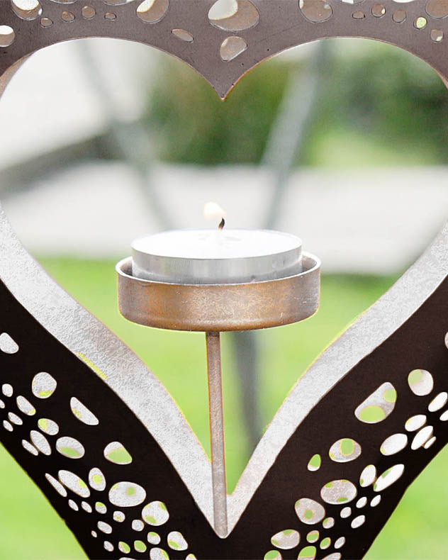 Silver Anniversary Gift Heart Hanging Garden Candle Holder