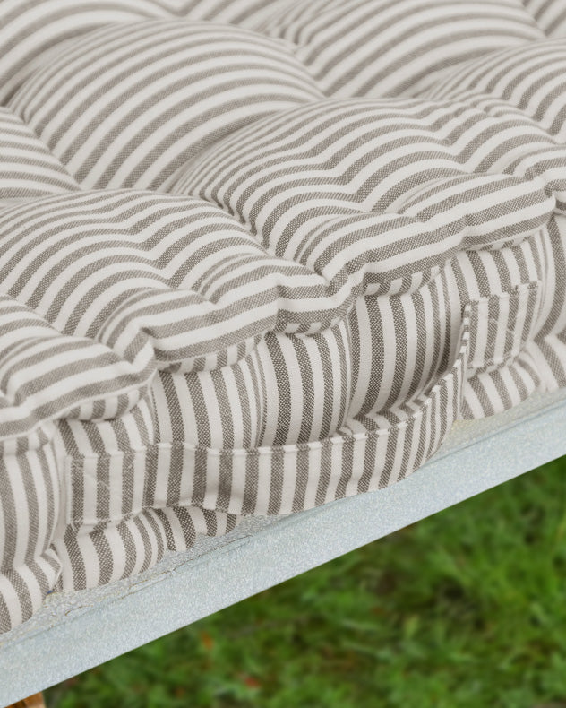 Vintage Grey Striped Padded Garden Bench Cushion