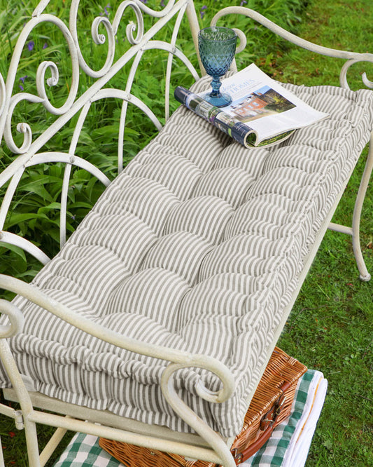 Grey Striped Garden Bench Pad