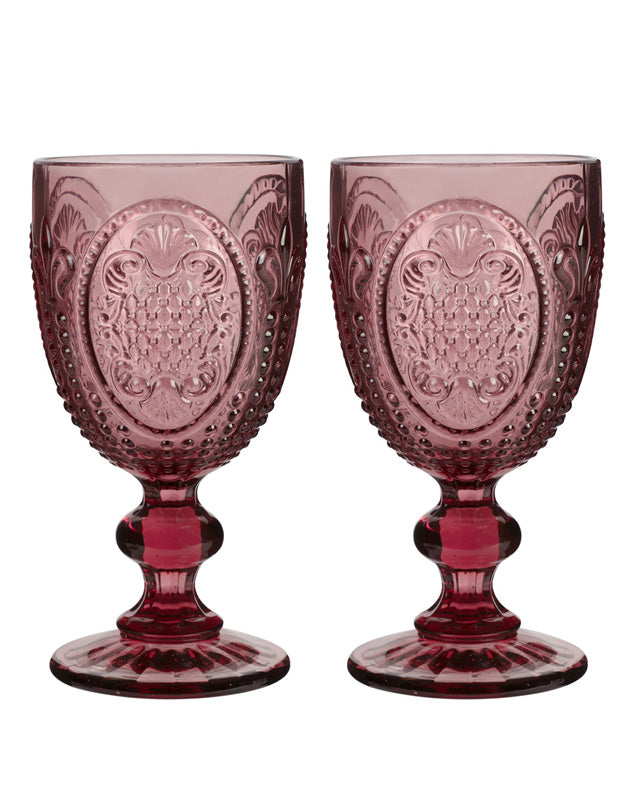 Fleur De Lys Pink Wine Goblet