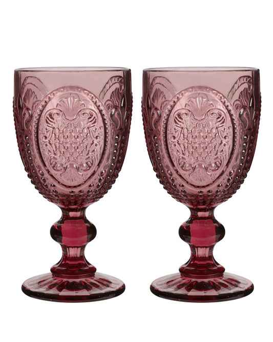 Fleur De Lys Pink Wine Goblet