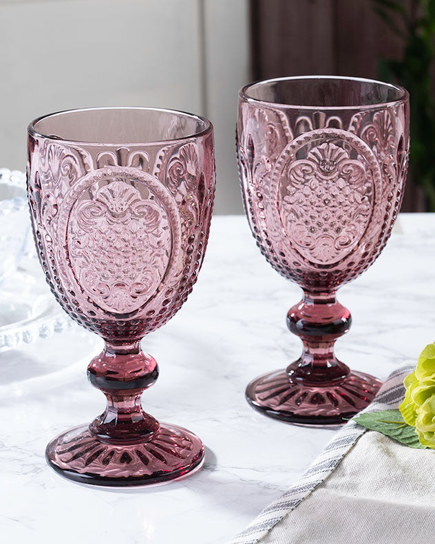 Fleur De Lys Pink Wine Goblet