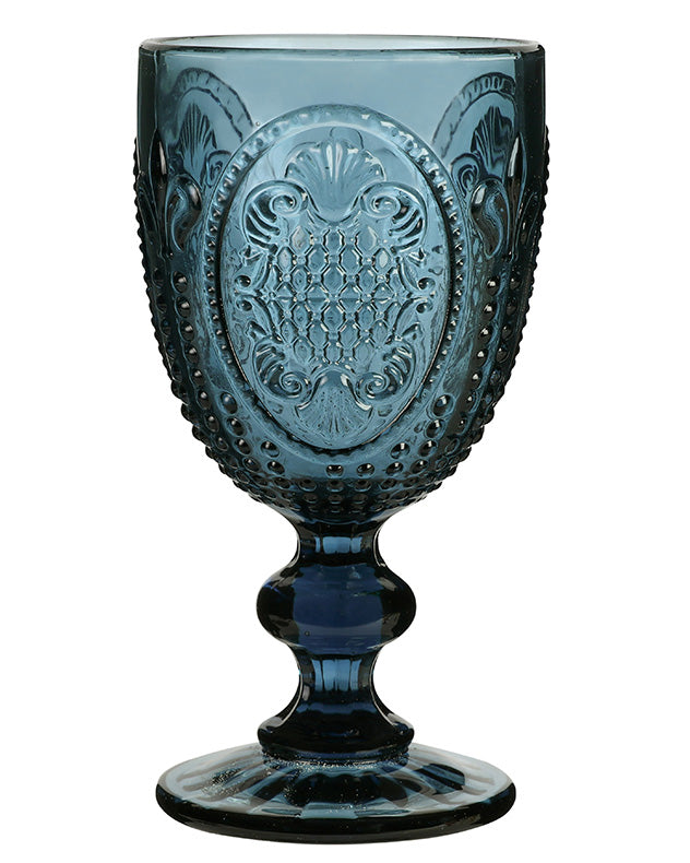 Fleur de Lys Blue Wine Goblet