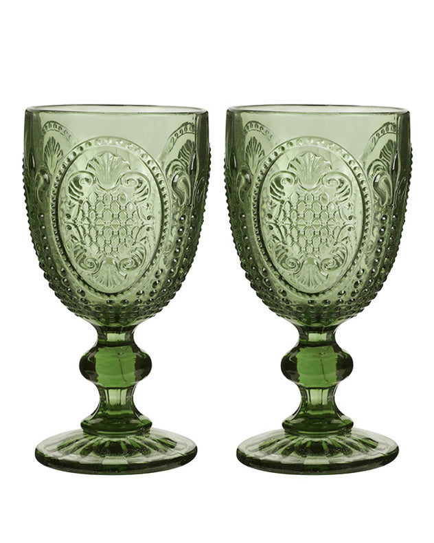 Fleur de Lys Green Wine Goblet
