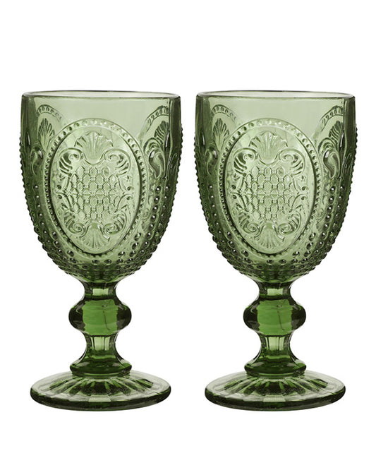 Fleur de Lys Green Wine Goblet