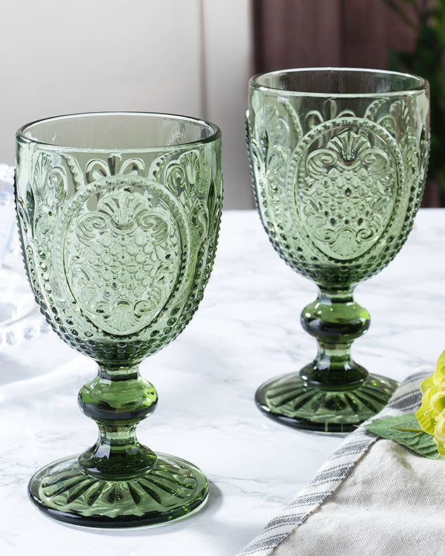 Fleur de Lys Green Wine Goblet