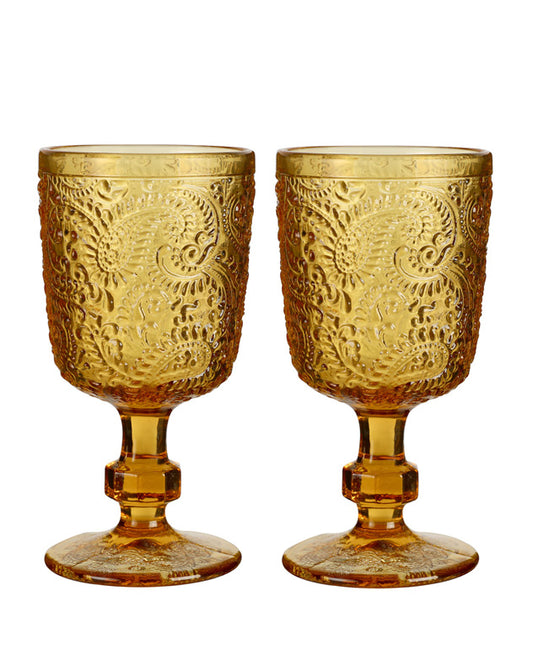 Paisley Amber Goblet