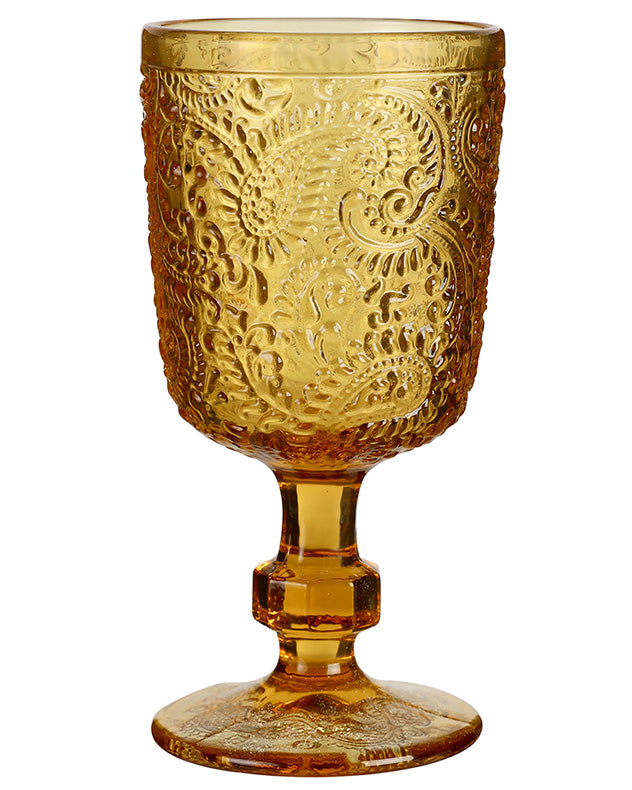 Paisley Amber Goblet