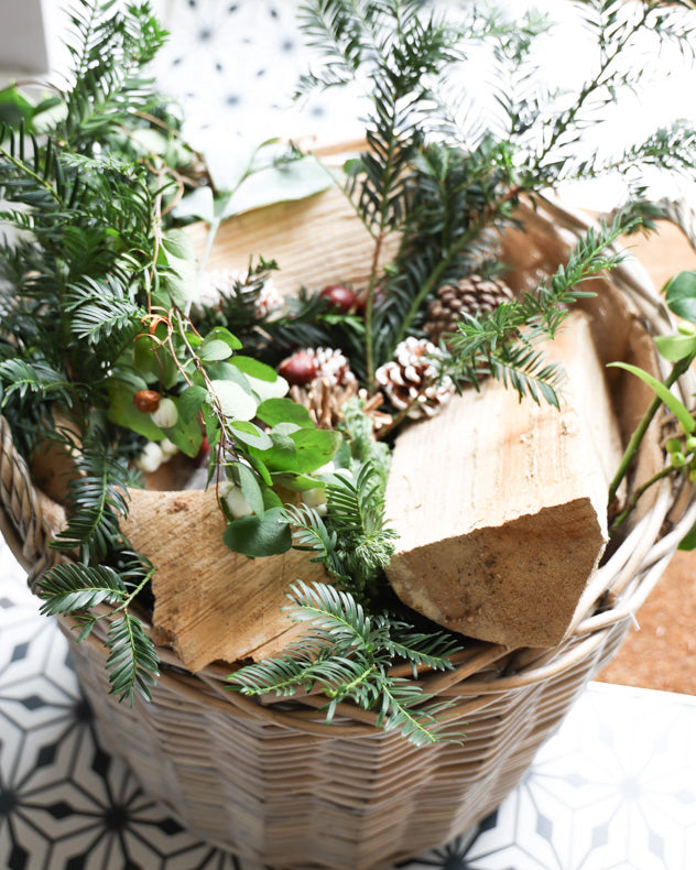 Large Lined Wicker Log Basket