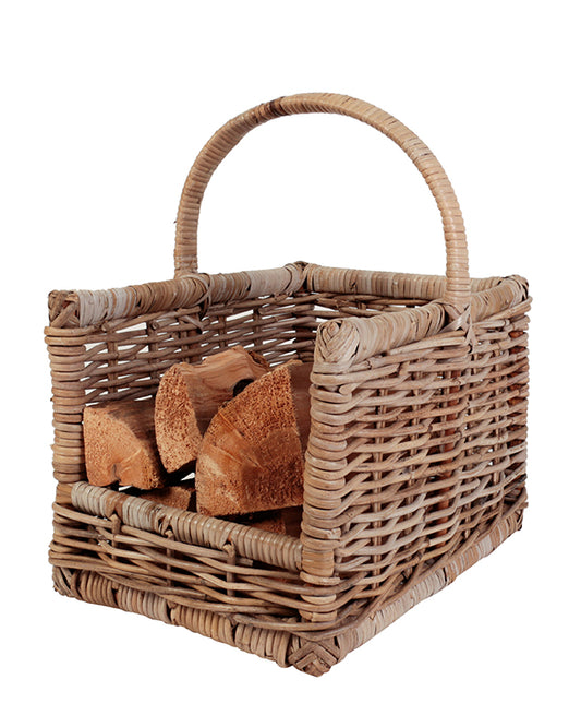 Small Rattan Open Sided Log Basket