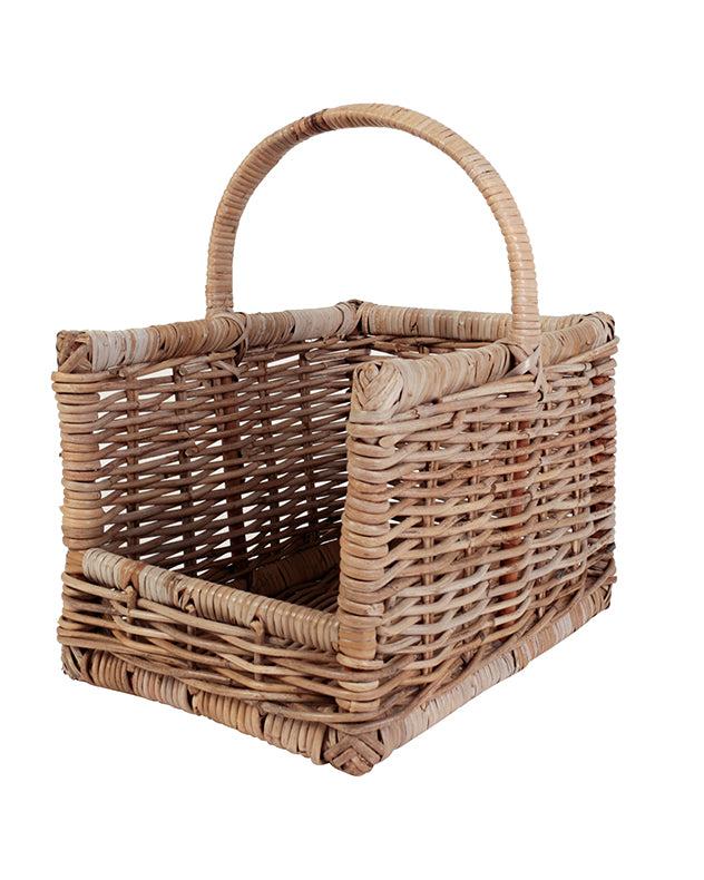 Small Rattan Open Sided Log Basket