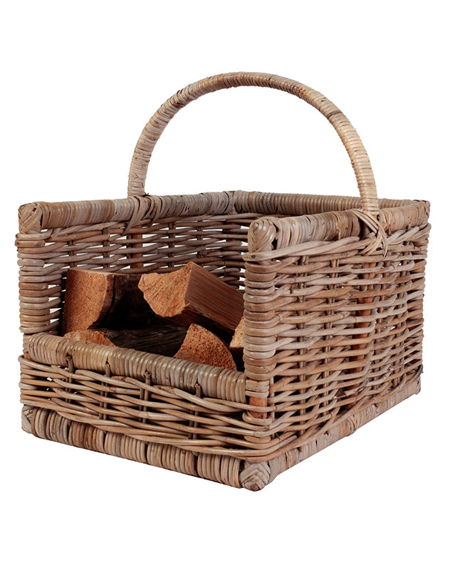 Medium Rattan Open Sided Log Basket