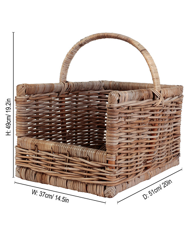 Medium Rattan Open Sided Log Basket