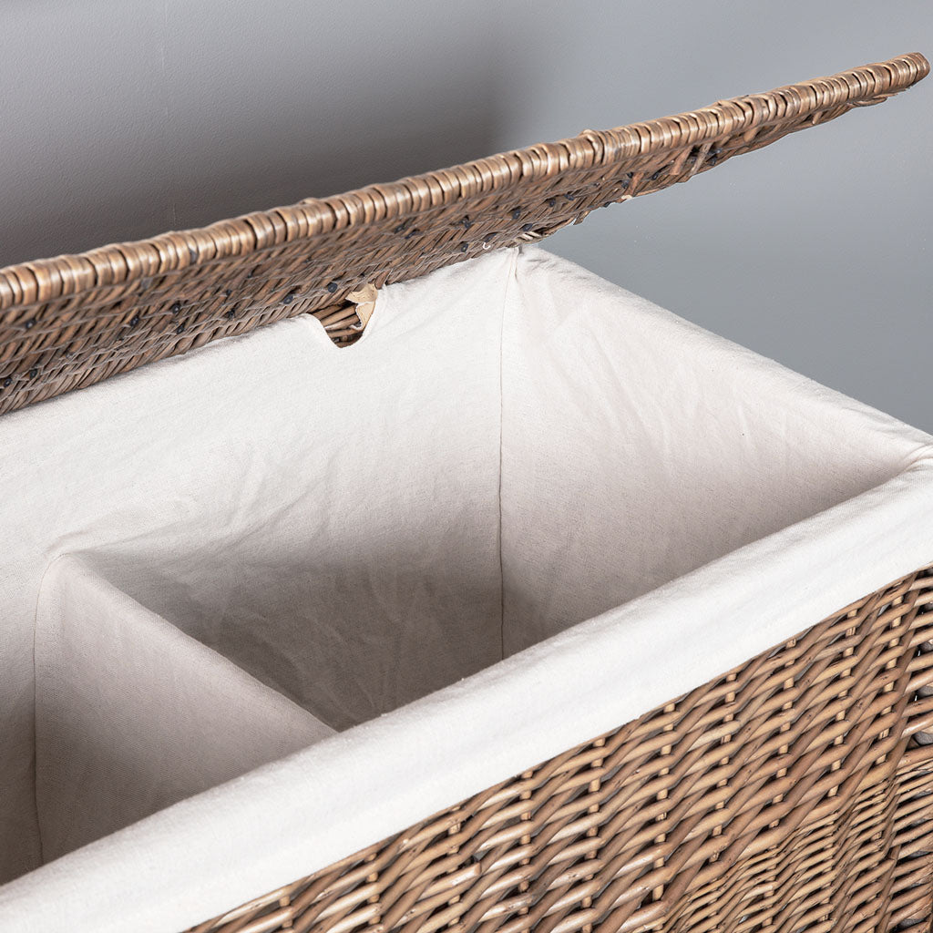 Wicker Laundry Basket with Partition