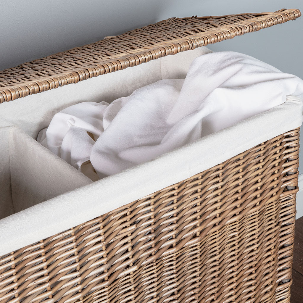 Wicker Laundry Basket with Partition