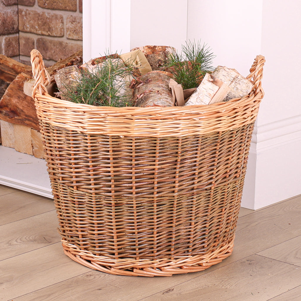 Wicker Log Basket With Lining